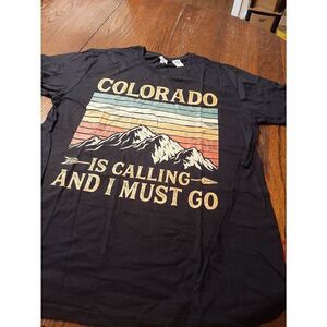 New Short Sleeve Cotton Colorado is Calling I Must Go Tee T-Shirt Top NWT